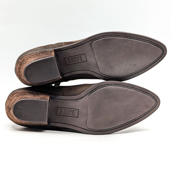 Frye Women Judy Western Cowboy Brown Leather Ankle Zip Boots size 10 - Picture 6 of 11